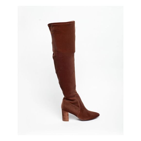 SMASH SHOES Womens Brown Padded Malia Pointed Toe Block Heel Heeled Boots 11